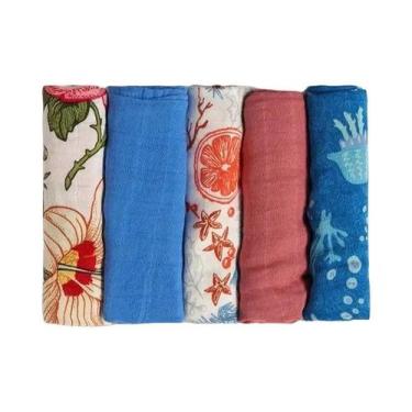 Imagem de Happyflute-tecido de musselina super macio para bebê, 60x60cm, 5 pcs/s