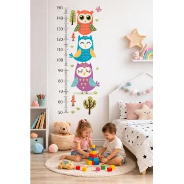 Imagem de Adesivo Parede Régua Crescimento Coruja 88x126 quarto infantil - escol
