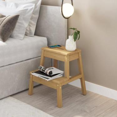 Imagem de Banqueta tipo Escada em Madeira Maciça Cera Castanho Clara - PinusUp, 