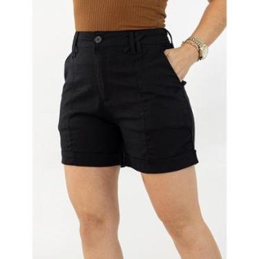 Imagem de Bermuda Feminina Mom Linho Barra Dupla Cintura Alta Anticorpus-Feminino