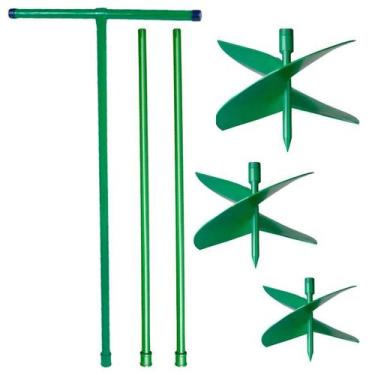 Imagem de Kit Cavadeira Trado Perfurador de Solo Manual 15, 20 e 25 CM c/ Cabo T