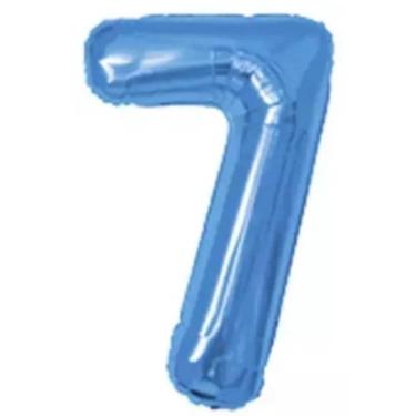 Imagem de Balão Metalizado Número 7 Azul 16" (40cm)  Make+