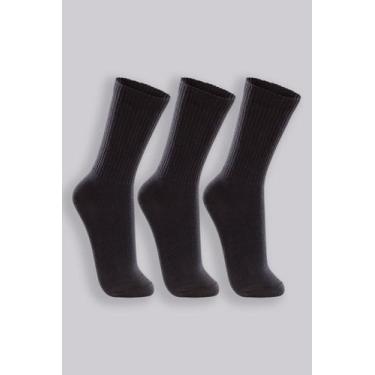 Imagem de Kit 3 Pares Meia Atoalhadas Cano Longo Algodão Lupo 3292., 37-40, Pret