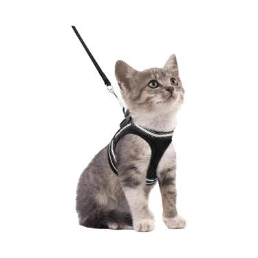 Imagem de Coleira E Guia Anti-Fuga Para Gatos: Colete Ajustável E Macio Com Faix