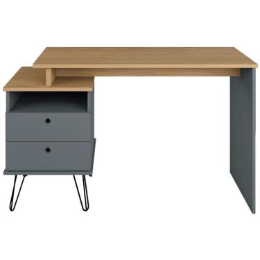Imagem de Mesa para Escritório Retangular Versa Industrial 2 Gavetas MDF 113.5cm Grafite para Hom...