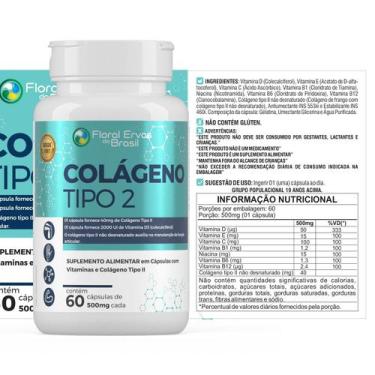 Imagem de Colágeno Tipo 2 II 60 cápsulas 500mg UC 2 Vitaminas C , E, B6 b1 B12 D