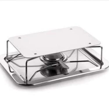 Imagem de Rechaud Retangular 2031-40 para Manter Alimentos Aquecidos em Aço Inox com Difusor de Calor Branco Forma Utilidades