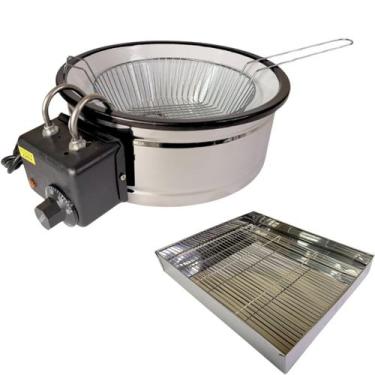Imagem de Kit Fritadeira Elétrica Tacho 5L Esmaltado + Escorredor25x35 Voltagem: