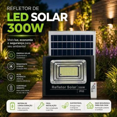 Imagem de Refletor Luz Solar 300w Led Holofote 6000K Lâmpada Solar - NJ Iluminaç