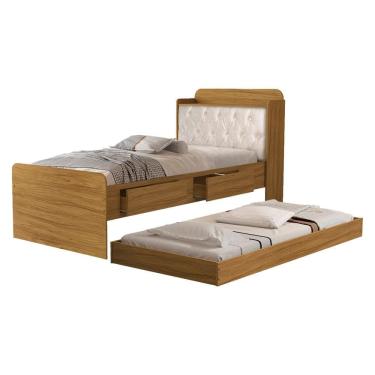 Imagem de Bicama Solteiro Capitone 220X98 cm Com Bau E Cama Auxiliar MDF Decmade