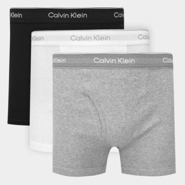 Imagem de Kit Cueca Boxer Calvin Klein Brief Masculina - 3 Peças, Preto, Cinza, 