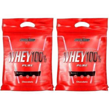 Imagem de Kit 2X Whey 100% Pure - 1800g Refil Chocolate - IntegralMédica - Integ