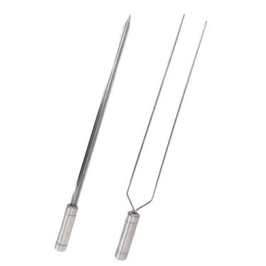 Imagem de Espetos para churrasco inox duplo e espada lamina 70cm - INOX LAURINDO