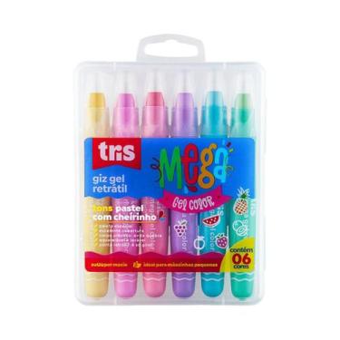 Imagem de Giz de Cera Retrátil Tris Mega Gel Pastel Com Cheiro 06 Cores