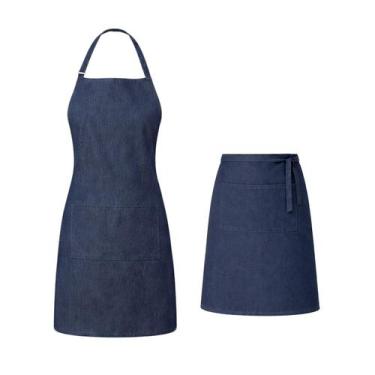 Imagem de Avental Jeans Cintura Kit Profissional Chef Bartender 2un - CASA CHA