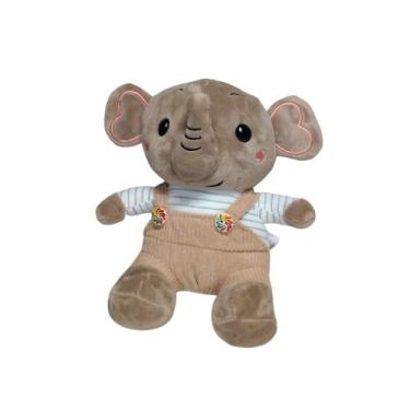 Imagem de Elefante Baby de Pelúcia com Suspensório 20cm - Sunn Toys, Marrom