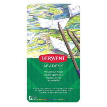 Imagem de Lápis de Cor Aquarelável Academy Derwent 12 Cores