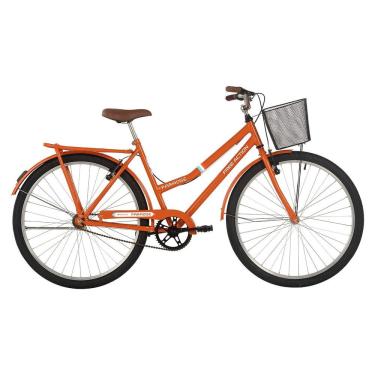 Imagem de Bicicleta Urbana Paradise Aro 26 Quadro Aço 1 Marcha com Cesta e Bagageiro Laranja Free...