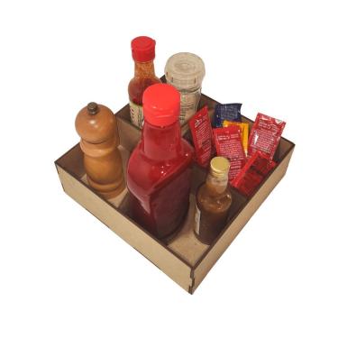 Imagem de Porta Guardanapo e Sachê em MDF Kit 5 Unidades Organizador de Mesa para Cozinha 20x20x7cm Lenobre