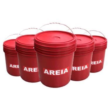 Imagem de Kit com 5 Baldes Vermelhos para Areia 18 L com Tampa - TECPOLI