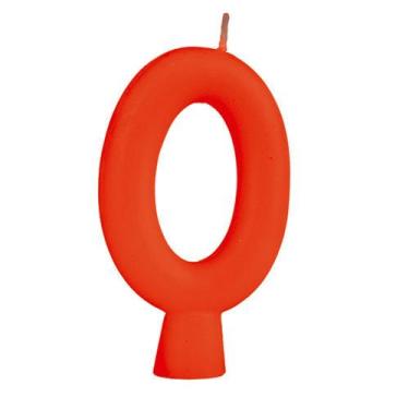 Imagem de Vela de Aniversário Numeral Solid Colors - Regina, Número 0, Vermelho