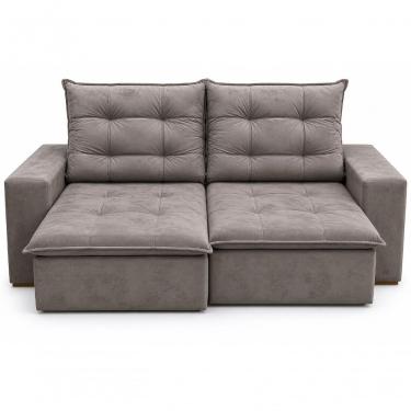 Imagem de Sofá com Chaise Versa Paraná 3 Lugares Retrátil e Reclinável 220CM Marrom Tecido TC 04