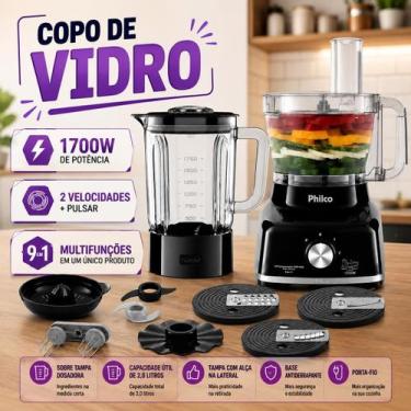Imagem de Multiprocessador Philco 9 Em 1 Glass Copo de Vidro Turbo 1700w 110v ou