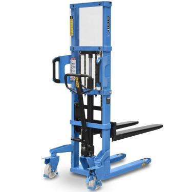 Imagem de Empilhadeira Manual PM 1516 Capacidade de Carga 1500kg Elevacao Maxima 1600mm Sistema Hidraulico Estrutura Aco Reforcado