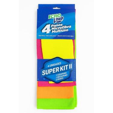 Imagem de Super Kit 4 Panos de Microfibra Multiuso - ECHOLIMPO, Sortido, 4 unida