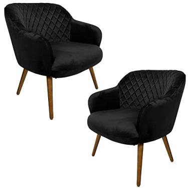 Imagem de Kit 2 Poltronas Decorativas Kitana Pés Palito Veludo Preto - Gran Belo