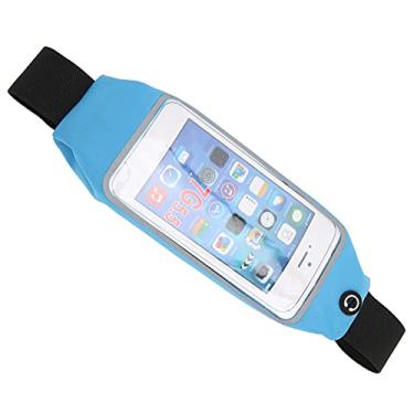 Imagem de Bolsa de cintura esportiva para celular, fácil de carregar para celular Bolsa de cintura com tela de toque de alta confiabilidade, conveniente para usar para amigos ao ar livre para correr(azul)