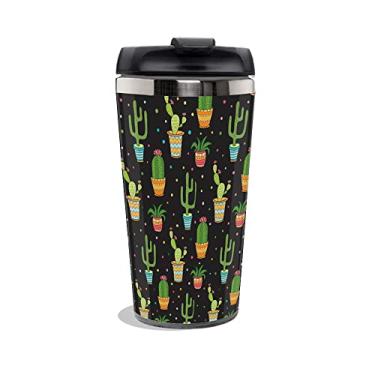 Imagem de Copo Térmico Inox Cactos variados Preto - Inox