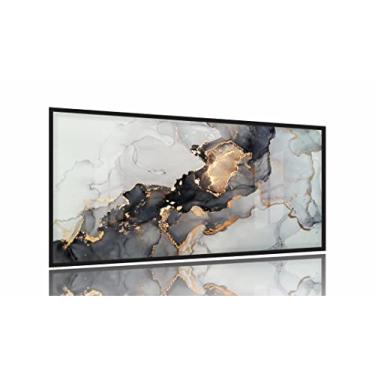 Imagem de Quadro Abstrato Em Arte Moderno Luxo Decorativo Jogo 130x60 Moldura Preta 2x2