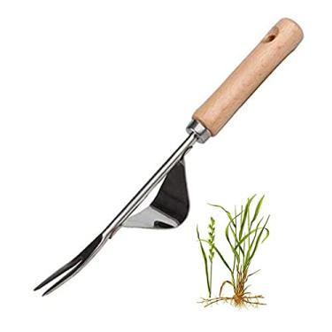 Imagem de Yajun Ferramenta extrator de ervas daninhas manuais, de aço inoxidável, multifuncional, aparador de grama para transplante de grama de jardim, gramado, fazenda, A