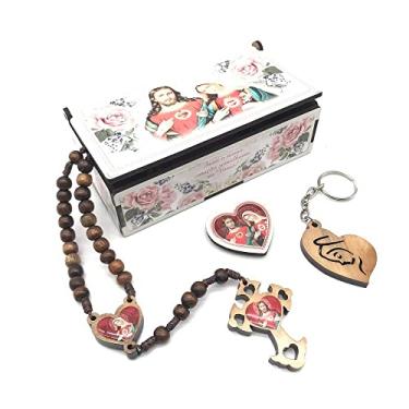 Imagem de Kit Terço Mães E Filhos Madeira Com Caixinha Personalizada