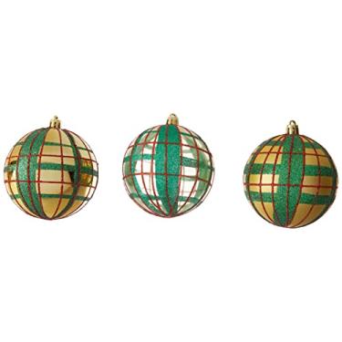 Imagem de Magizi bu Tuut, Bola Decorada Xadrez Verde e Dourado com 3 peças, 8cm