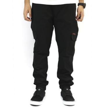 Imagem de Calça Your Face Jogger Cargo Sarja Preto Estilo Conforto Casual Masculino Passeio Básico Bolsos Laterais