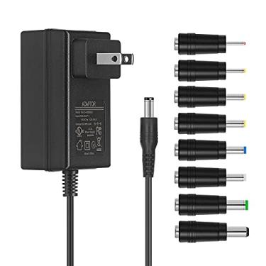 Imagem de Adaptador de fonte de alimentação 12V 2A, adaptador AC/DC com 8 pontas de adaptador selecionáveis, Transformador conversor de 100V~240V CA para CC 12 Volt listado pela UL para luzes de LED de roteador Dispositivos de alto-falante de câmera de segurança CCTV