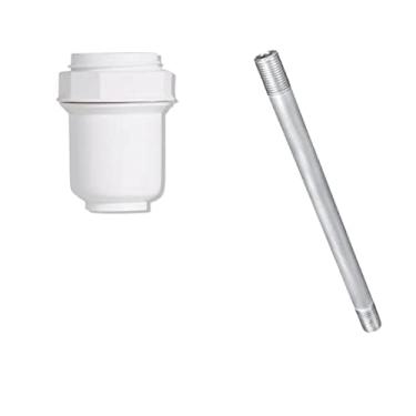 Imagem de Kit Soquete Coluna BRANCO E27 + Niple 20cm M10 Alumínio