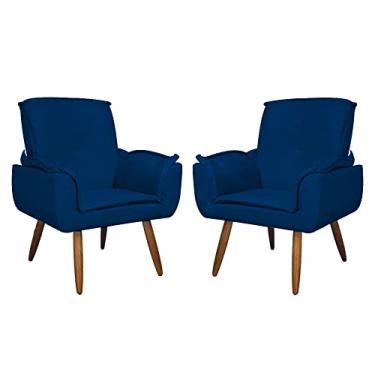 Imagem de Kit 02 Poltronas Decorativa Emília Plus Suede - Ds Estofados