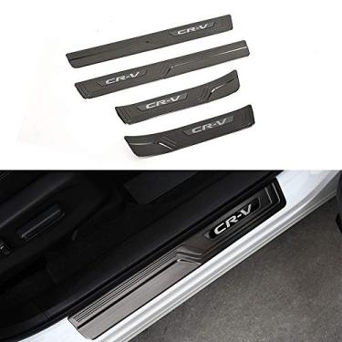 Imagem de 4 peças serve para Honda CR-V CRV 2017 2018 2019 2020 2021 peitoril da porta externa Scuff placa Guarnições protetoras