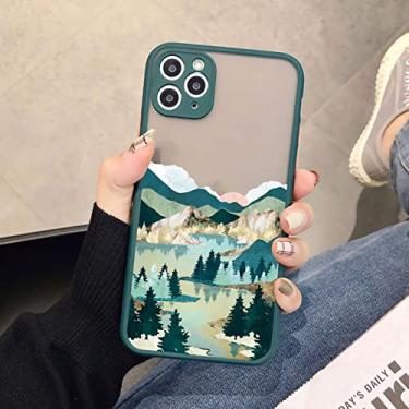 Imagem de Capa de telefone pintada à mão para iphone x xs max xr cenário capa dura à prova de choque para iphone 6s 7 8 plus se 2 12 13 11 pro max, verde cenário 6, para iphone13