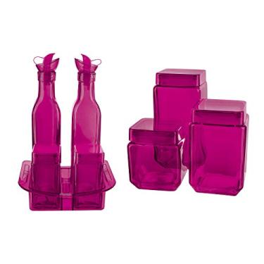 Imagem de Conjunto Galheteiro 7 Peças com Suporte Euro Rosa