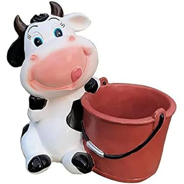 Imagem de KRASS Vaso de flores em forma de vaca vaso suculento estátuas de vaca jardim ao ar livre estatueta de animais para jardim ao ar livre varanda pátio, colecionador88
