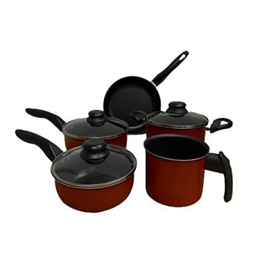 Imagem de Conjunto de Panelas AntiAderente Vermelho com 5 peças Não Gruda Rubi Kit Jogo