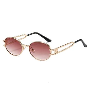 Imagem de Óculos de sol da moda hip-hop oval de metal óculos de sol da moda óculos de sol versáteis para homens e mulheres óculos de sol, 5, tamanho único