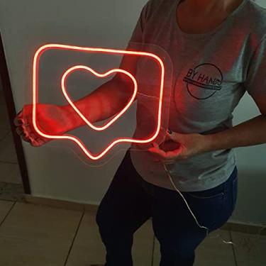Imagem de Placa Neon Led 'LIKE INSTA' VERMELHO 35CM X 30 CM.