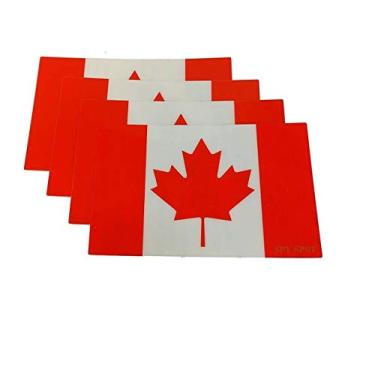 Imagem de Decalques de adesivos nacionais de vinil Canadá, bandeira canadense à prova de intempéries, 10 x 6,35 cm, conjunto resistente a UV com 4 pontos espiões.