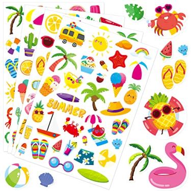 Imagem de Adesivos adesivos de verão piscina praia Luau Havaí 700 unidades para meninas meninos convites de aniversário envelopes decorações festa presentes presentes bolsas decoração escola jogo classe