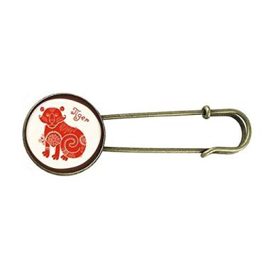 Imagem de Ano de tigre animal China zodíaco vermelho retrô broche de metal clipe jóias